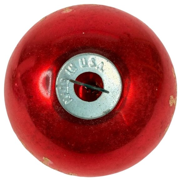 Vintage Shiny Brite Red Glass Christmas Ornament Gold Glitter Crown & Star 3” - Picture 7 of 7